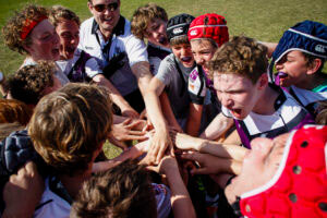boys rugby hands on shouting